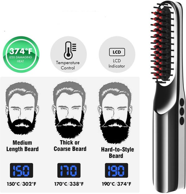 2-in-1 Cordless Hair and Beard Straightening Comb-USB powered