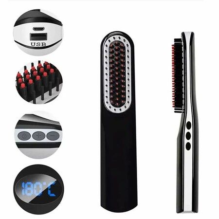 2-in-1 Cordless Hair and Beard Straightening Comb-USB powered