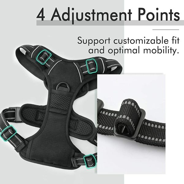 No-Pull Dog Harness: Adjustable, Padded, and Reflective with Easy Control Handle (X-Large, Black)