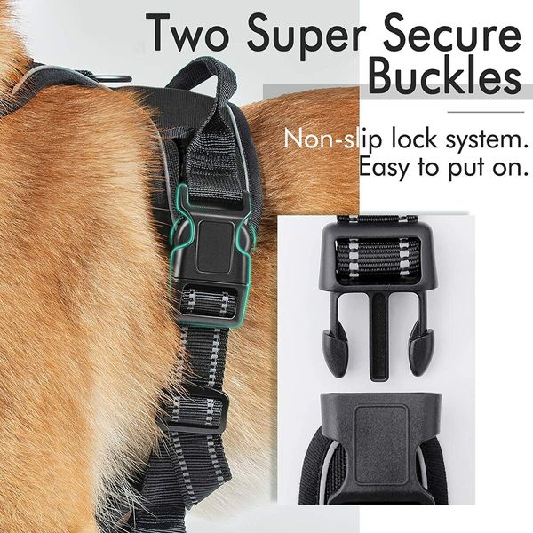 No-Pull Dog Harness: Adjustable, Padded, and Reflective with Easy Control Handle (X-Large, Black)