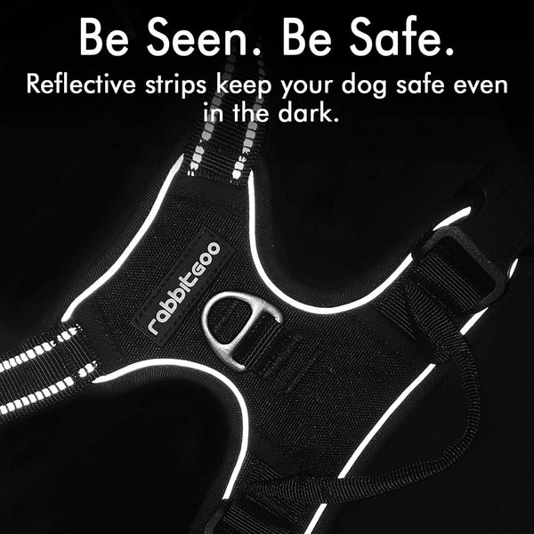 No-Pull Dog Harness with Reflective Safety,2 Leash Clips,Adjustable Soft Padded Vest,Easy Control(Large Size,Black)