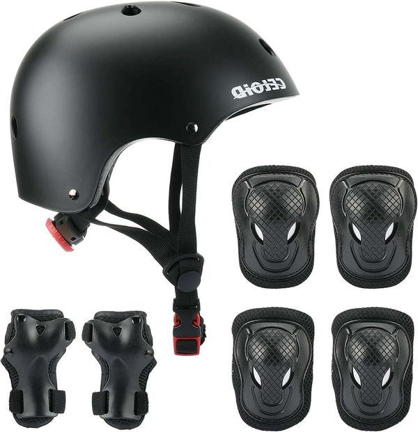 Ages 3-14 Kids Helmet Pad Set with Adjustable Helmet, Knee & Elbow Pads, and Wrist Guards