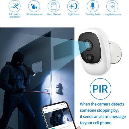 1080p Solar-Powered WiFi Floodlight Camera with Color Night Vision,PIR motion detection for accurate alerts