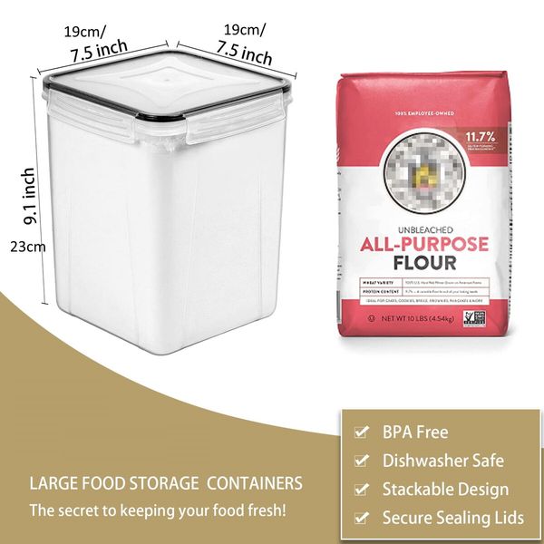 Set of 4 BPA-Free 5.2L Food Storage Containers with Airtight Lids, Labels, Markers, and Spoons