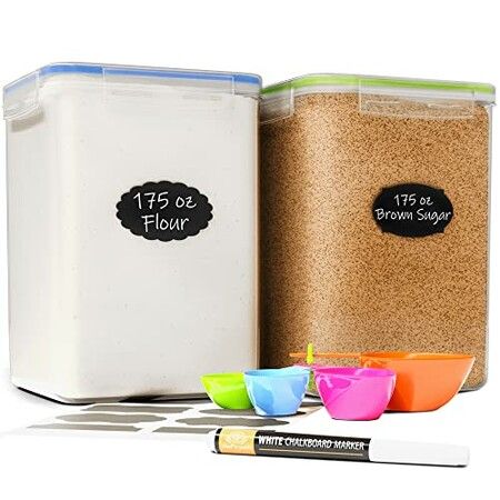 Set of 4 BPA-Free 5.2L Food Storage Containers with Airtight Lids, Labels, Markers, and Spoons