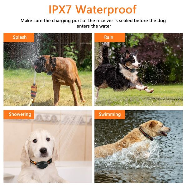 IPX7 Waterproof Anti Bark 2 Dogs Electric Shock Collar with  1300ft Remote Range Training Control, Beep Vibration Shock 3 Training Modes, Rechargeable Ecollar for Small Medium Large Dogs