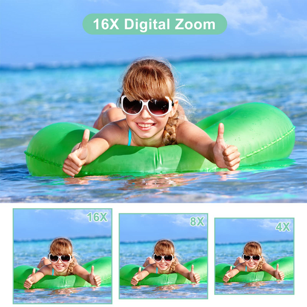 Kids Durable Digital Camera with 1080P Video Recording,16X Zoom,Compact and lightweight design (Green)