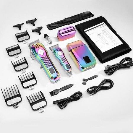 Complete Cordless Hair Trimmer Set for Men: Rechargeable Electric Trimmer with LED Display for Hair and Beard Grooming