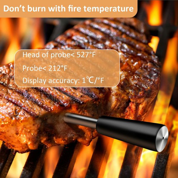 Smart Wireless Bluetooth Meat Thermometer with 165ft Range for Precise Cooking in Kitchens, Grills, Ovens, and More (1 Probe)