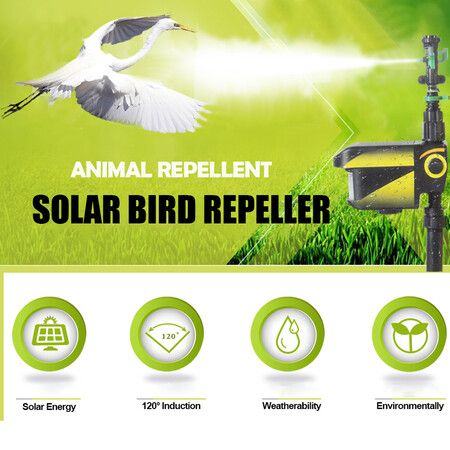 Solar-Powered Bird Repellent Sprinkler with Infrared Motion Detection Water Deterren Keep Pest/dog/cat Away Naturally