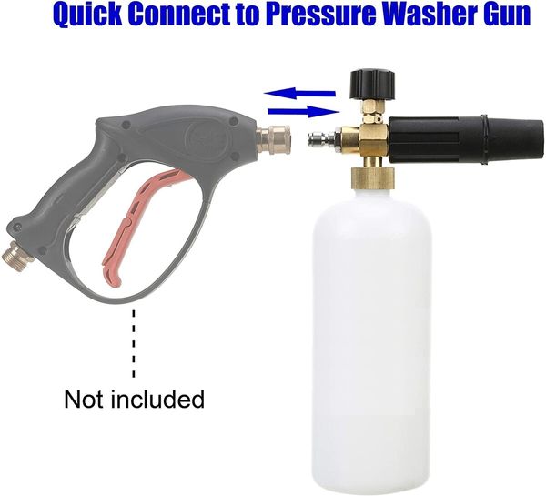 1 Liter Foam Cannon with 5 Pressure Washer Nozzle Tips - 1/4 Inch Quick Connector