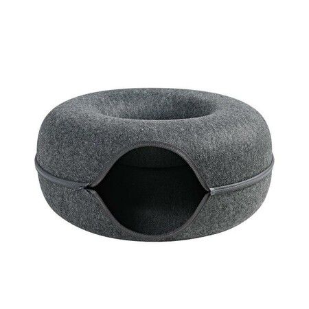 Natural Pet Nest Bed & Felt Tunnel for Cats and Small Dogs (Deep Grey)