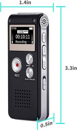 16GB Digital Voice Recorder: USB Rechargeable Dictaphone with Playback for Lectures and More