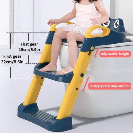 Yellow Frog Potty Seat with Adjustable Cushion and Step Stool: Perfect for Toddlers and Kids