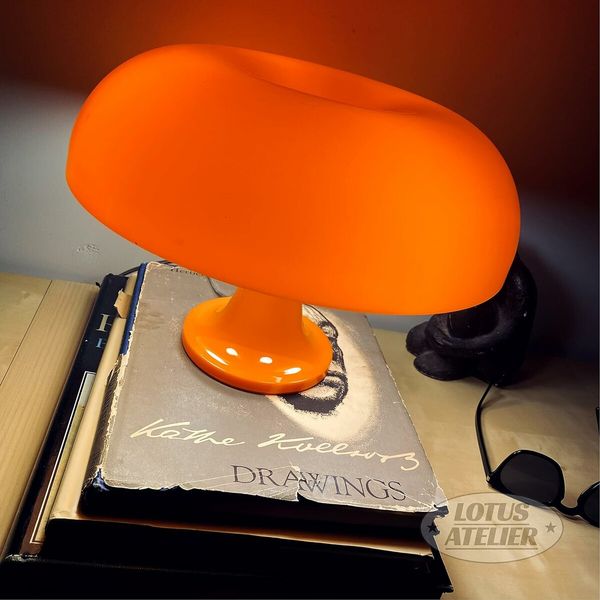 Groovy Orange Mushroom Lamp - Retro Desk Lamp with Dimmable Light for a 70s Vibe