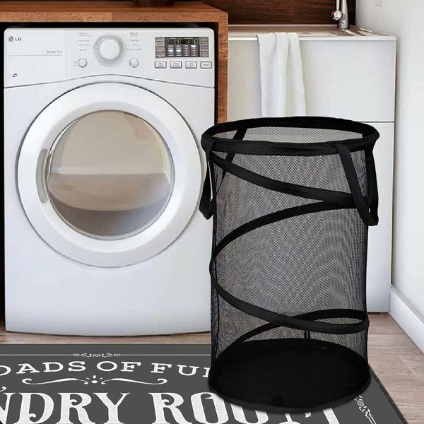 Space-Saving Large Collapsible Mesh Laundry Basket with Handles for Easy Storage and Organization