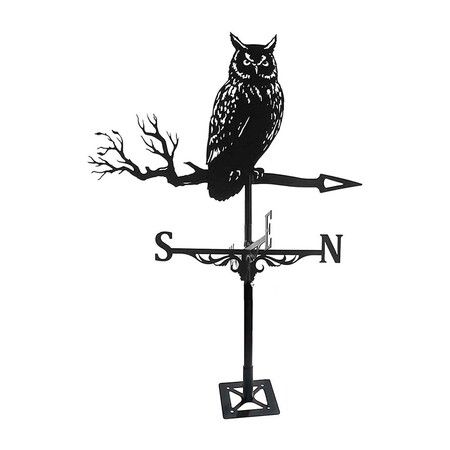 Durable Stainless Steel Owl Weather Vane: Black Spray Paint Finish for Weather Resistance, Perfect for Outdoor Sheds