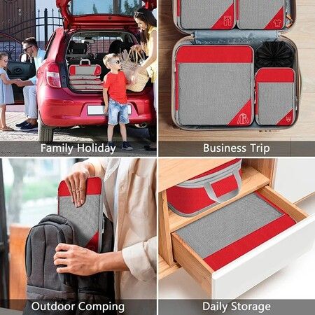 Efficient Travel Luggage Organizer 6 PCs Suitcase Compression Packing Cube-Cream Coloured