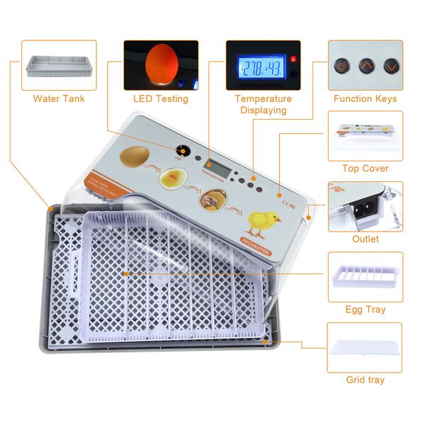 Fully Digital Automated 20 Egg Incubator with Hatching, Turning, and Candling Features for Chicken Quail Duck Poultry Bird