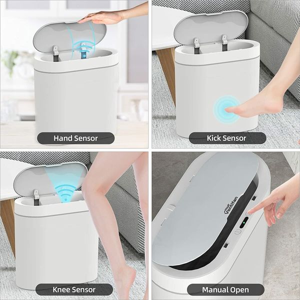 2.5 Gallon Bathroom Trash Can,Automatic Motion Sensor Garbage Bin with Lid for Hands-Free Waste Disposal