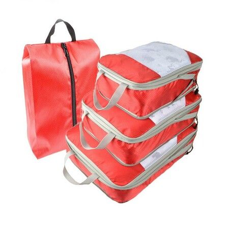 Large Capacity Travel Compressible Storage Bag: Perfect for Business Trips and Travel (Red)