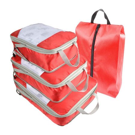 Large Capacity Travel Compressible Storage Bag: Perfect for Business Trips and Travel (Red)