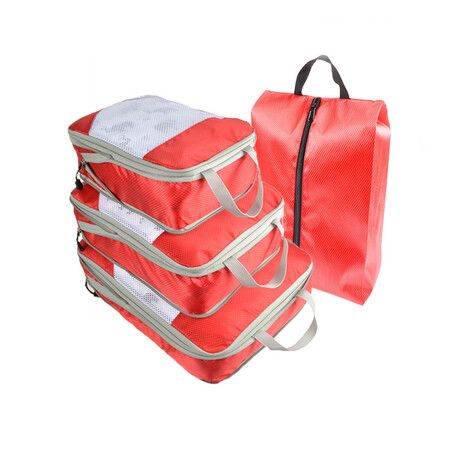 Large Capacity Travel Compressible Storage Bag: Perfect for Business Trips and Travel (Red)