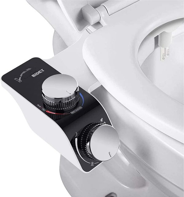 Self-Cleaning Bidet Toilet Attachment with Dual Nozzles and Adjustable Temperature and Pressure