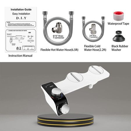 Self-Cleaning Bidet Toilet Attachment with Dual Nozzles and Adjustable Temperature and Pressure