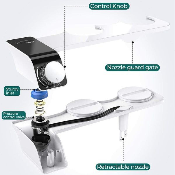 Dual Nozzle Bidet Toilet Attachment with Refreshing Cold Water Spray - Quick and Easy Installation