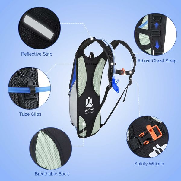 Lightweight Hydration Pack with 2L Insulated Bladder for Cycling, Hiking, and Climbing