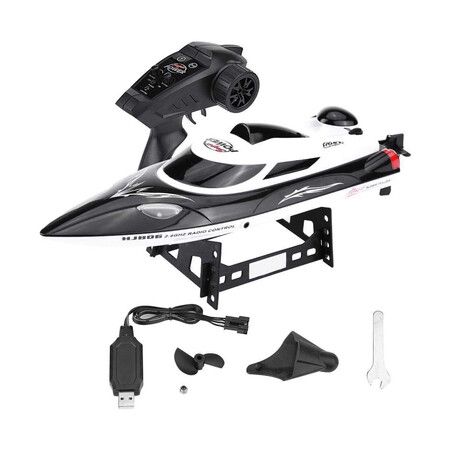 HJ806 RC Speed Boat: 200m Long Distance Remote Control Boat with Auto Flip Function for Pools and Lakes (Black)