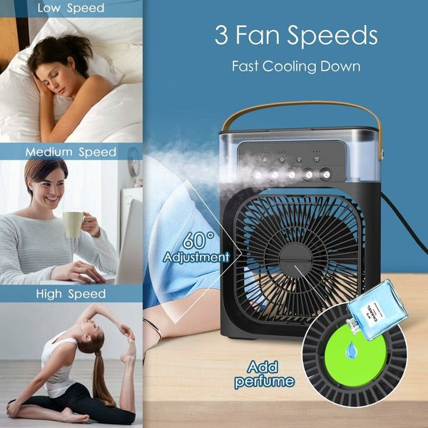 Portable Rapid Cooling Air Cooler Mini Evaporative Air Conditioner Fan for Desk/Nightstand Table-Black