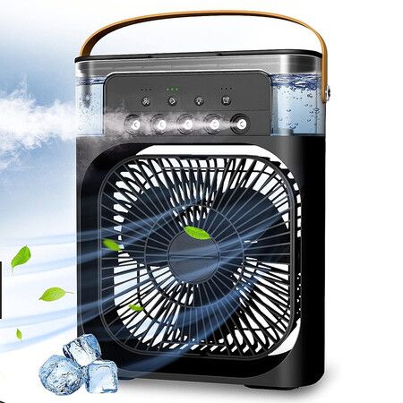 Portable Rapid Cooling Air Cooler Mini Evaporative Air Conditioner Fan for Desk/Nightstand Table-Black