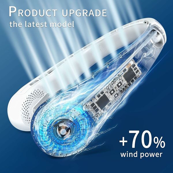 Powerful Neck Fan with strong Wind and Long-Lasting 5200mAh Battery in Stylish White