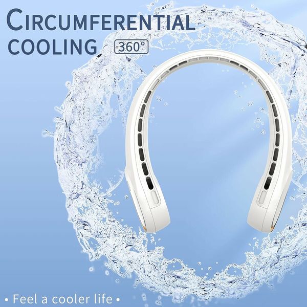 Powerful Neck Fan with strong Wind and Long-Lasting 5200mAh Battery in Stylish White