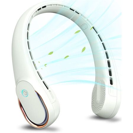 Powerful Neck Fan with strong Wind and Long-Lasting 5200mAh Battery in Stylish White