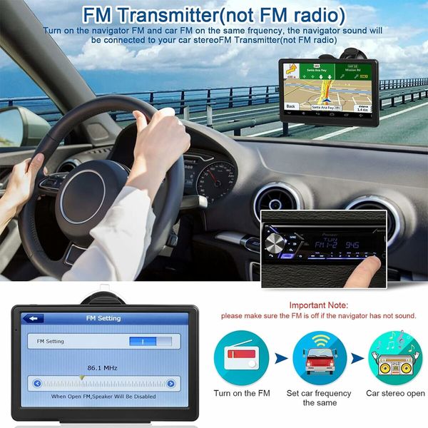 7 Inch Touchscreen Car Navigation Device  8G 256M with Voice Guidance, POI, and Speed Alerts - Optimized for Australia