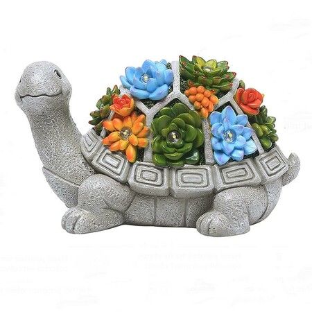 Solar-Powered Turtle Statue with 7 LED Lights: Illuminate Your Garden with Charm and Greenery