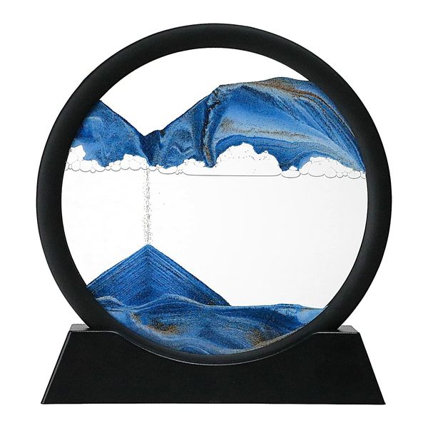 Relaxing 3D Dynamic Liquid Motion Sandscape for Home and Office Decor (Blue, 18cm)