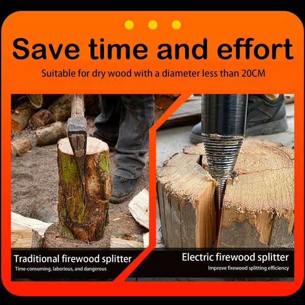 Effortless Firewood Splitting: 3-Piece Drill Bit Log Splitter for Kindling and Logs