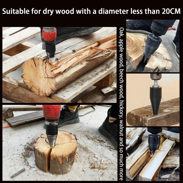 Effortless Firewood Splitting: 3-Piece Drill Bit Log Splitter for Kindling and Logs