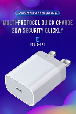 20W Fast Charger for 14/14 Pro/13/13 Pro iPad Android: Power Delivery Technology, USB-C Cable Included, Compact and Portable