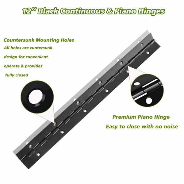 Heavy-Duty Stainless Steel Continuous & Piano Hinges for Mailboxes, Furniture, Tool Boxes, Cabinets, Piano and More (12Inch,Black)