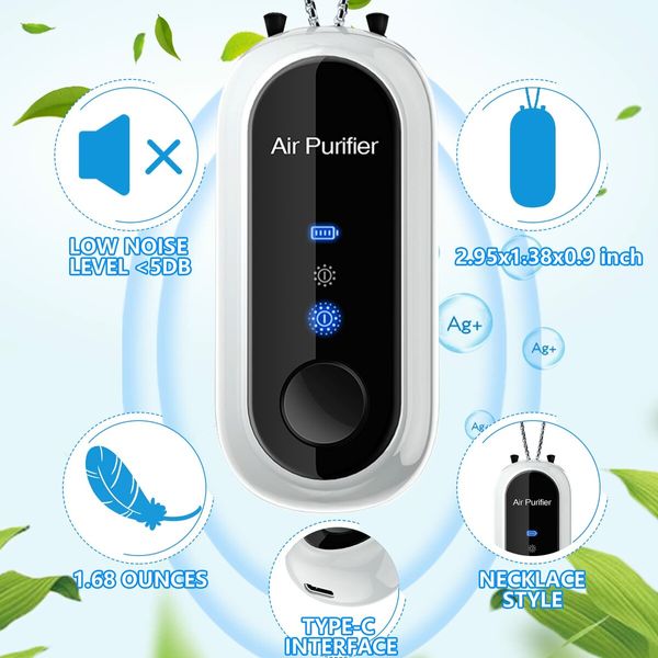 Wearable Air Purifier Necklace for Home and Travel - Ionizer for and Kids