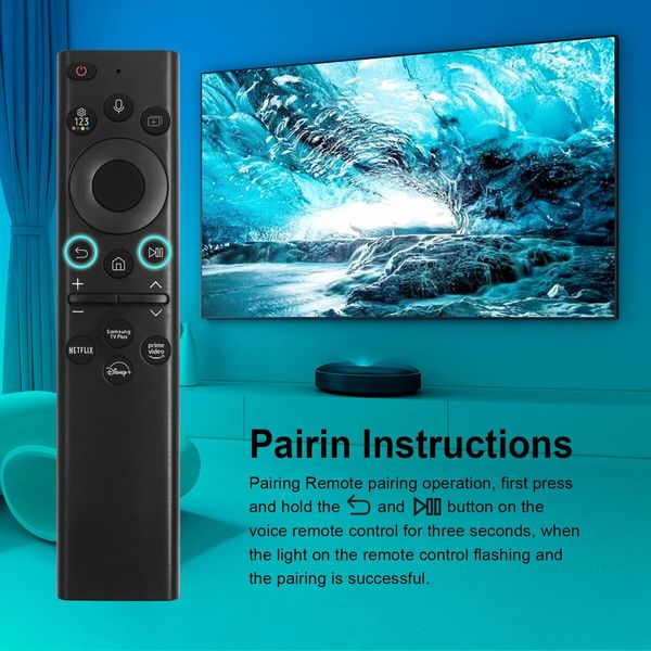 Hands-free Voice & Bluetooth Control Samsung TV Solar Remote Replacement with Rechargeable Solar Cell No Need Batteries