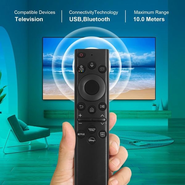 Hands-free Voice & Bluetooth Control Samsung TV Solar Remote Replacement with Rechargeable Solar Cell No Need Batteries