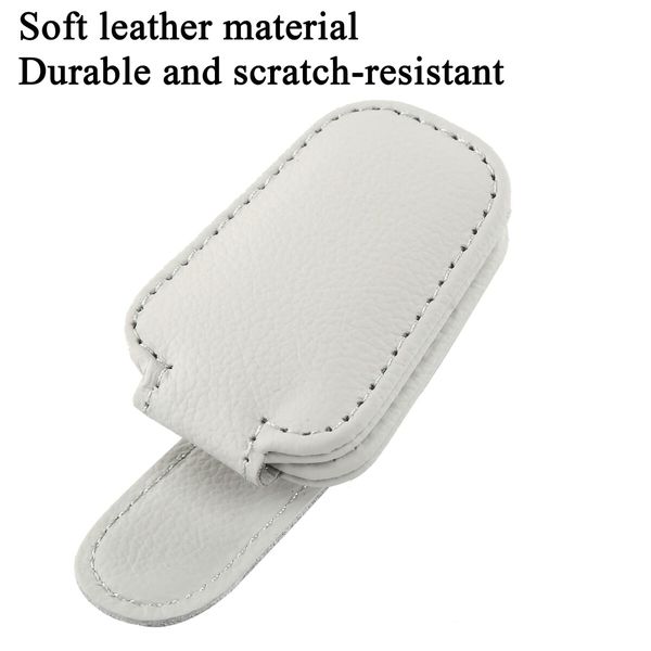 Sunglasses/Ticket/Card Holder,Eyeglass Storage Mount for Car Visor: Magnetic Leather Clip for Convenient Storage(Grey)