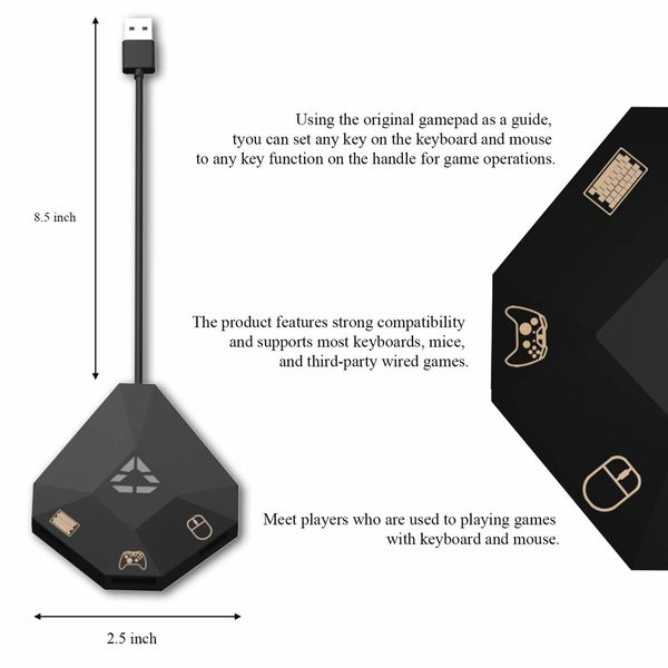 Keyboard and Mouse Adapter for -Switch, PS4, X-box One, PS3, and X-box 360 for Enhanced Precision and Control