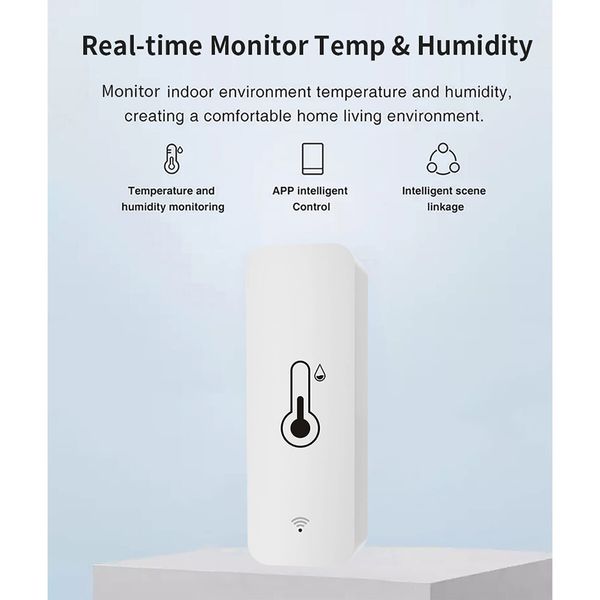 Smart WiFi Humidity and Temperature Monitor Hygrometer with Remote Monitor and Alerts, High Precision Indoor Thermometer with TUYA App (No Hub Required), Works with Alexa